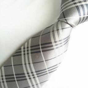 img 1 attached to Men'S Classic Silver Checks Jacquard Woven Silk Formal Necktie