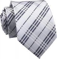 men's classic silver checks jacquard woven silk formal necktie logo