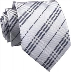 img 4 attached to Men'S Classic Silver Checks Jacquard Woven Silk Formal Necktie