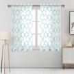 aqua moroccan tile embroidered sheer curtains - faux linen geometric trellis rod pocket semi voile window curtain panels, set of 2, 52 x 54 inch length logo