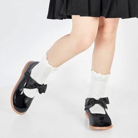 img 2 attached to Детские школьные оксфорды Mary Jane: модельные туфли на плоской подошве для девочек (для малышей/маленьких детей)