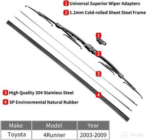 img 2 attached to 🚗 OTUAYAUTO Replacement Windshield Wiper Blades for Toyota 4Runner - Front Window Wipers, 22"+20" - Fits 2003-2009 Vehicles - Factory Aftermarket