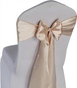 img 4 attached to Set Of 12 Champagne Satin Chair Sashes For Wedding, Banquet, Party And Event Decoration - Elegant Chair Bows