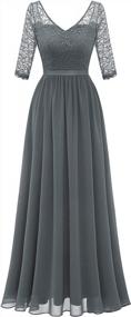 img 4 attached to Graceful Long Sleeve Bridesmaid Dresses By DRESSTELLS: Perfect For Formal Evening Events And Parties