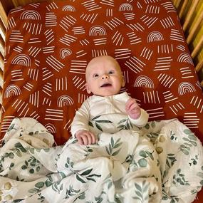 img 3 attached to LifeTree Muslin Crib Sheets For Baby Boys Girls - Bamboo Cotton Fitted Baby Crib Sheets Neutral Boho Toddler Bed Sheet Fits Standard Crib And Toddler Mattresses, Soft 28In X 52In, Rust Mudcloth