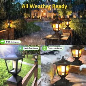 img 1 attached to Illuminate Your Outdoor Space With Flickering Flame Solar Post Flame Light And Firefly String Lights – Waterproof, 4X4, 5X5, 6X6 Options – Pack Of 2
