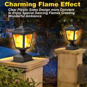 img 3 attached to Illuminate Your Outdoor Space With Flickering Flame Solar Post Flame Light And Firefly String Lights – Waterproof, 4X4, 5X5, 6X6 Options – Pack Of 2
