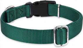 img 2 attached to Heavy Duty Classic Collar For Medium Dogs - Unique Adjustment Triglide Slide, Attachable Name Tag Accessories (Medium, Dark Green)