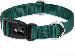 img 1 attached to Heavy Duty Classic Collar For Medium Dogs - Unique Adjustment Triglide Slide, Attachable Name Tag Accessories (Medium, Dark Green)