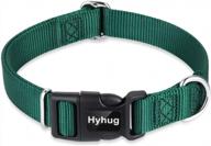 heavy duty classic collar for medium dogs - unique adjustment triglide slide, attachable name tag accessories (medium, dark green) logo