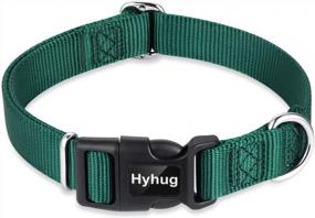 img 4 attached to Heavy Duty Classic Collar For Medium Dogs - Unique Adjustment Triglide Slide, Attachable Name Tag Accessories (Medium, Dark Green)