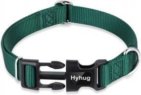 img 3 attached to Heavy Duty Classic Collar For Medium Dogs - Unique Adjustment Triglide Slide, Attachable Name Tag Accessories (Medium, Dark Green)