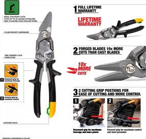 img 3 attached to ToughBuilt One Handed Aviation Snips - TB-H4-60-R - Featuring Right Cut And Easy Lock Operation