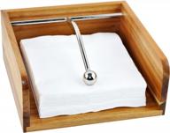 spiretro cocktail paper napkin flat holder, decorative beverage napkin caddy with sophisticatedly metal center bar, solid acacia wood with grain for kitchen dinging countertop, rustic natural brown logo