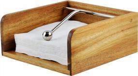 img 2 attached to Spiretro Cocktail Paper Napkin Flat Holder, Decorative Beverage Napkin Caddy With Sophisticatedly Metal Center Bar, Solid Acacia Wood With Grain For Kitchen Dinging Countertop, Rustic Natural Brown