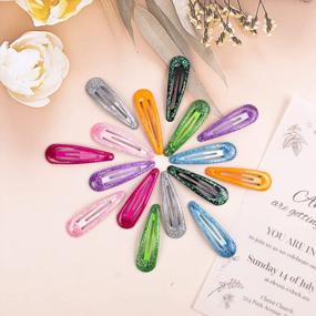 img 1 attached to 32Pcs Hair Snap Clips Set, Glitter Snap Hair Clips For Thick Hair/Thin Hair, 8 Colors Non Slip Snap Barrettes, Metal Not Fall Off Powder, Cute Glitte Hair Clips, Sparkly Hair Clips For Women And Girls(E)