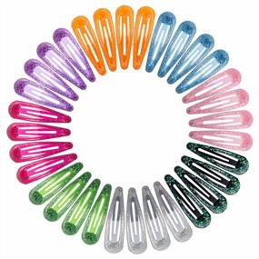 img 4 attached to 32Pcs Hair Snap Clips Set, Glitter Snap Hair Clips For Thick Hair/Thin Hair, 8 Colors Non Slip Snap Barrettes, Metal Not Fall Off Powder, Cute Glitte Hair Clips, Sparkly Hair Clips For Women And Girls(E)