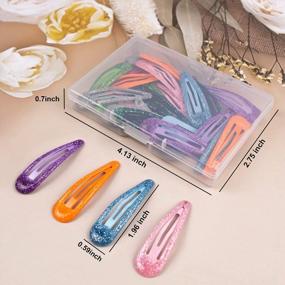 img 2 attached to 32Pcs Hair Snap Clips Set, Glitter Snap Hair Clips For Thick Hair/Thin Hair, 8 Colors Non Slip Snap Barrettes, Metal Not Fall Off Powder, Cute Glitte Hair Clips, Sparkly Hair Clips For Women And Girls(E)