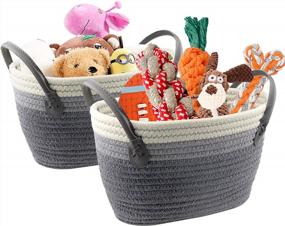 img 4 attached to Dog Toy Basket Storage With Handle - Cotton Rope Pet Toy Box For Organizing Dog Toys, Blankets, Apparel & Accessories, Leashes And Food