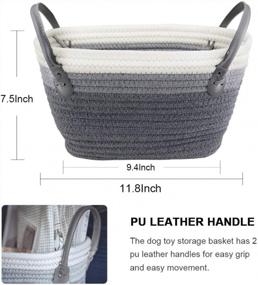 img 3 attached to Dog Toy Basket Storage With Handle - Cotton Rope Pet Toy Box For Organizing Dog Toys, Blankets, Apparel & Accessories, Leashes And Food