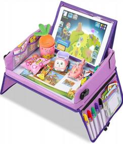 img 4 attached to No-Mess Fun On-The-Go: Kids Travel Tray With Tablet Holder And Organizer For Car, Stroller, And Airplane Trips