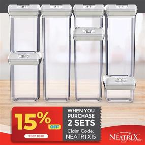 img 1 attached to 🍽️ Neatrix Airtight Food Storage Containers with Lids - Set of 7 Clear Stackable Bulk Food Canisters for Pantry or Countertop, Sealable BPA Free Dry Food Organizers" -> "Neatrix Airtight Food Storage Containers - 7-Piece Set of Clear Stackable Bulk Canisters for Pantry or Countertop, BPA Free, Sealable Dry Food Organizers