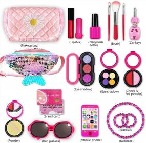 img 3 attached to 22Pcs Princess Pretend Play Makeup Kit For Girls Kids - Realistic Sounds, Cosmetic Bag & Purse, Birthday Gift Idea For Little Girl Toys