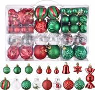 deck the halls with 111-pack christmas ball ornaments - shatterproof, assorted & luxurious holiday decor set in red and green for indoor party and tree decorating logo