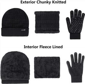 img 3 attached to Warm And Stylish: 3-Piece Winter Hat, Scarf And Gloves Set For Men And Women