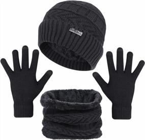 img 4 attached to Warm And Stylish: 3-Piece Winter Hat, Scarf And Gloves Set For Men And Women