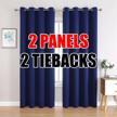 🪟 navy blue thermal insulated grommet blackout window curtain panels - 52"x84" with 2 tie backs by miuco logo