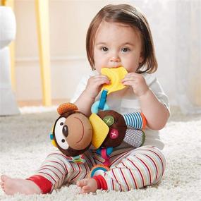 img 1 attached to 🐒 Skip Hop Bandana Buddies: Multi-Sensory Monkey Toy with Teething Features & Rattles