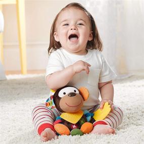 img 3 attached to 🐒 Skip Hop Bandana Buddies: Multi-Sensory Monkey Toy with Teething Features & Rattles