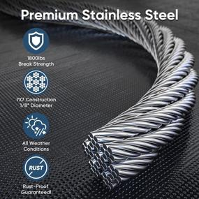 img 3 attached to TICONN 1/8" Deck Railing Cable 450Ft With Cutter, Premium Stainless Steel Wire Rope Aircraft Cable 7X7 Strands Construction, Perfect For DIY Deck Or Stair Cabling Project (450Ft)