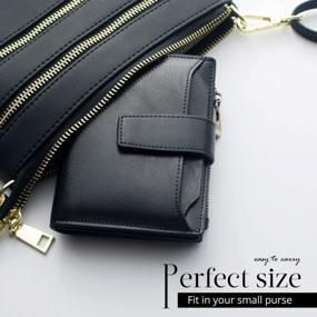 img 3 attached to RFID Blocking Bifold Zipper Pocket Wallet For Women - Small Leather Credit Card Slots Purse With ID Window