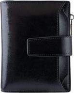 rfid blocking bifold zipper pocket wallet for women - small leather credit card slots purse with id window логотип