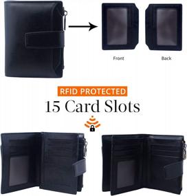 img 2 attached to RFID Blocking Bifold Zipper Pocket Wallet For Women - Small Leather Credit Card Slots Purse With ID Window