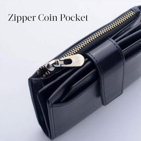img 1 attached to RFID Blocking Bifold Zipper Pocket Wallet For Women - Small Leather Credit Card Slots Purse With ID Window