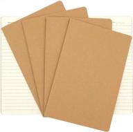 4-pack teskyer travel journals with lined pages for adventurers - soft kraft brown covers - compact a5 size - 60 pages/30 sheets per notebook - 210 mm x 140 mm logo