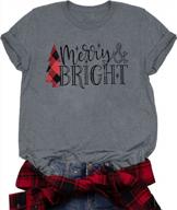 christmas shirts for women merry and bright shirt letter print xmas short sleeve graphic tee shirts tops logo