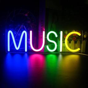 img 4 attached to LED Neon Music Sign For Wall Decor - Colorful Letters Light Up Aesthetic Room Decoration For Bedroom, Game Room, Club Bar And Party