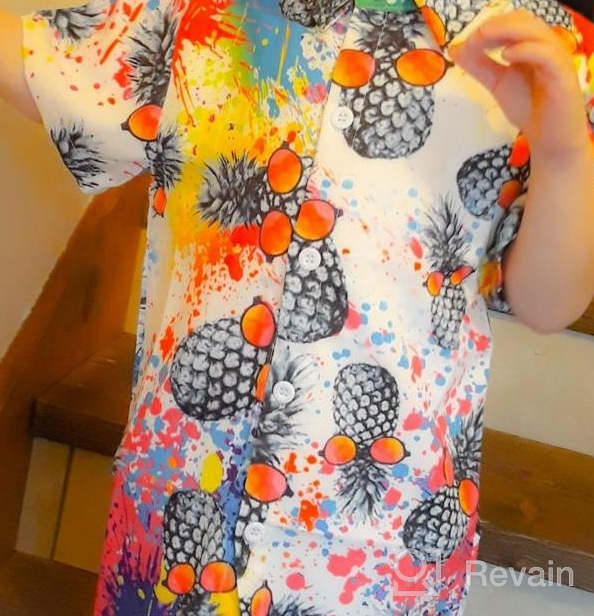 img 1 attached to Boys' Hawaiian Shirts: Short Sleeve Button Down Aloha 🌺 Print for Beach Parties, Holidays, and Gifts - Sizes 2-8T review by Ryan Lawrence