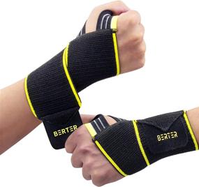 img 4 attached to BERTER Бинты для запястий с поддержкой большого пальца - 2 компрессионных ремня для тренажерного зала и тяжелой атлетики - Мужчины и женщины