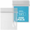 500-pack 1" x 1" clear plastic jewelry zip bags - 2 mil thick, reclosable strong & durable poly baggies with resealable lock for travel, storage, packaging & shipping logo