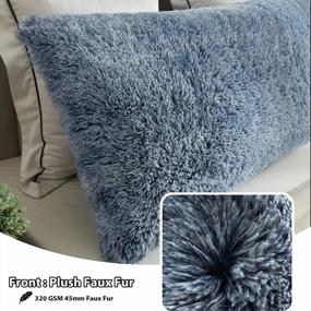 img 2 attached to LIFEREVO Faux Fur Body Pillow Cover: Luxurious Shaggy Ultra Soft Plush 21"X54", Zipper Closure For Bed Couch, Microfiber Pillowshams For Pregnant Women/Mothers/Wives (Ombre Navy Blue)