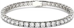 img 4 attached to Lab Grown Moissanite Tennis Bracelet For Women - 9.89 Cttw DEW, 14K White Gold, 4Mm Round Cut, 7" Length With Box Clasp By Charles & Colvard
