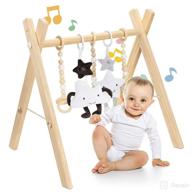 foldable wooden baby play gym with animal sensory hanging rattle toys (2 pcs) 👶 and teething toys (3 pcs) – visual, cognitive, and sensory stimulation for babies 0-12 months logo