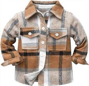 img 2 attached to Kids Plaid Flannel Jacket Long Sleeve Button Down Shirt Christmas Outfit Fall Winter Clothes Boys Girls Toddler Baby
