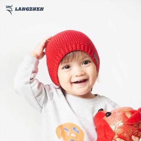 img 2 attached to Cozy Up Your Little Ones With LANGZHEN'S Knitted Pom Pom Hats - Winter Essential For Baby Girls And Toddler Boys