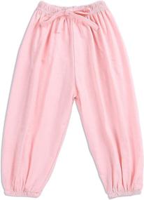 img 4 attached to Soft Slub Cotton Harem Pants for Kids - SOFEON Toddler Baby Girls Long Bloomers